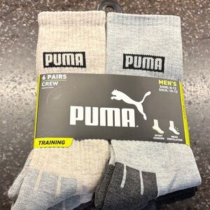 Puma Men's Crew Training Socks - Light Gray & Cream (6 Pairs)